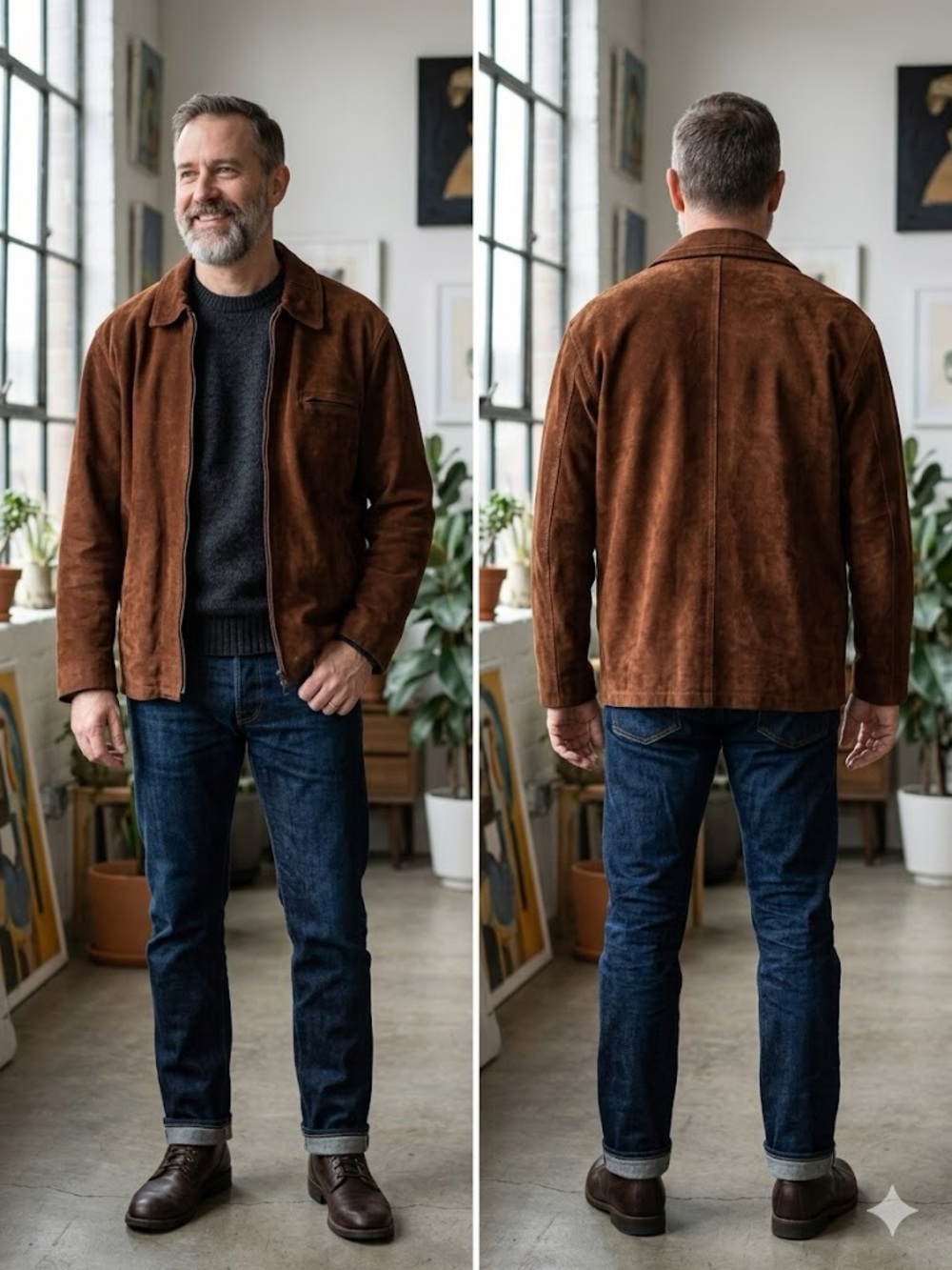 Todopiel Genuine Suede Leather Jacket Mens XL Brown Made in Chile